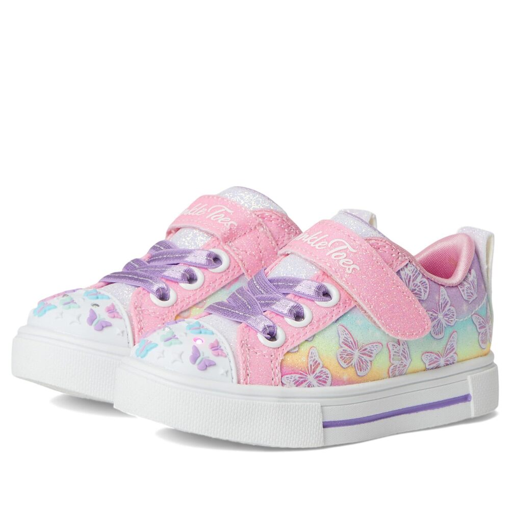 Skechers Kids Twinkle Sparks Ombre Flutte Sneaker,Link Pink/Multi 6 Toddler
